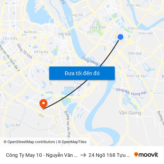 Công Ty May 10 - Nguyễn Văn Linh to 24 Ngõ 168 Tựu Liệt map