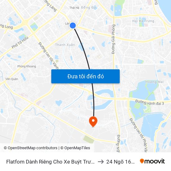 Flatfom Dành Riêng Cho Xe Buýt Trước Nhà 45 Đường Láng to 24 Ngõ 168 Tựu Liệt map