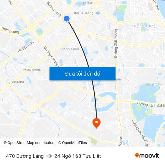 470 Đường Láng to 24 Ngõ 168 Tựu Liệt map