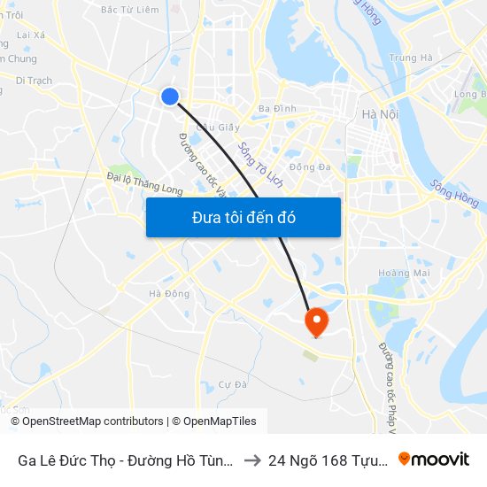Ga Lê Đức Thọ - Đường Hồ Tùng Mậu to 24 Ngõ 168 Tựu Liệt map