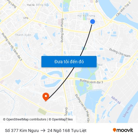 Số 377 Kim Ngưu to 24 Ngõ 168 Tựu Liệt map