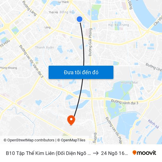 B10 Tập Thể Kim Liên (Đối Diện Ngõ 46b Phạm Ngọc Thạch) to 24 Ngõ 168 Tựu Liệt map