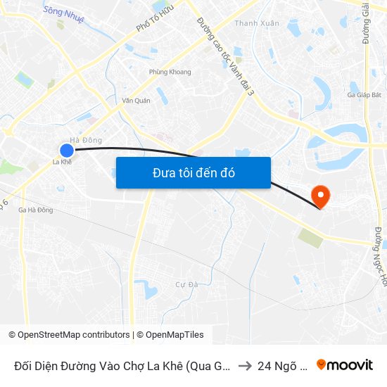 Đối Diện Đường Vào Chợ La Khê (Qua Ga Metro La Khê) - 405 Quang Trung (Hà Đông) to 24 Ngõ 168 Tựu Liệt map