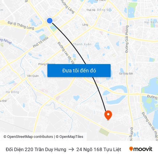 Đối Diện 220 Trần Duy Hưng to 24 Ngõ 168 Tựu Liệt map