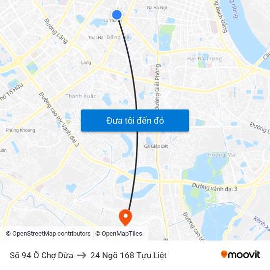 Số 94 Ô Chợ Dừa to 24 Ngõ 168 Tựu Liệt map