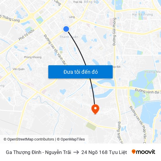 Ga Thượng Đình - Nguyễn Trãi to 24 Ngõ 168 Tựu Liệt map