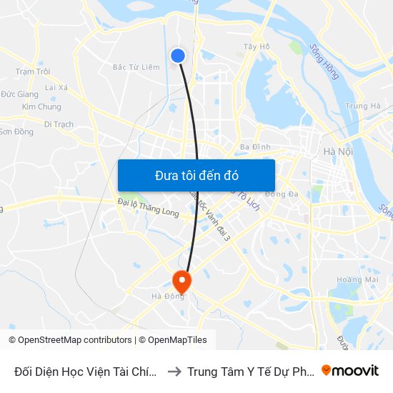 Đối Diện Học Viện Tài Chính - Đường Đức Thắng to Trung Tâm Y Tế Dự Phòng Quận Hà Đông map