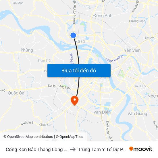 Cổng Kcn Bắc Thăng Long (Gần Cầu Vượt Bộ Hành) to Trung Tâm Y Tế Dự Phòng Quận Hà Đông map