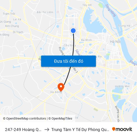 247-249 Hoàng Quốc Việt to Trung Tâm Y Tế Dự Phòng Quận Hà Đông map