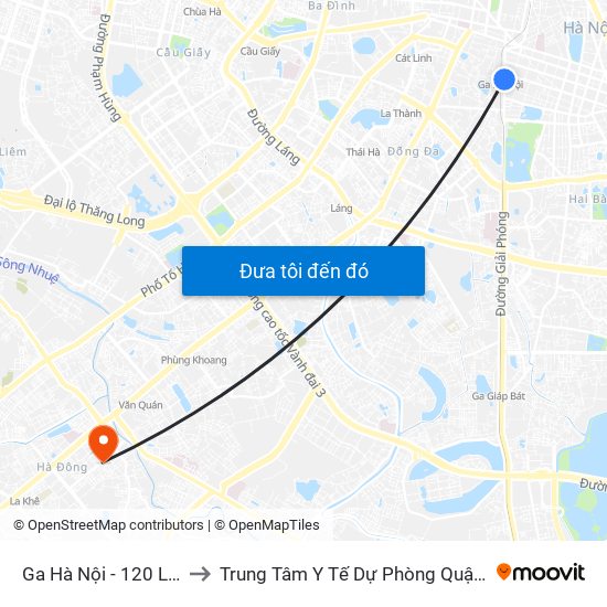 Ga Hà Nội - 120 Lê Duẩn to Trung Tâm Y Tế Dự Phòng Quận Hà Đông map