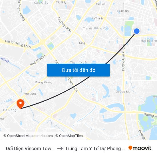 Đối Diện Vincom Tower - Bà Triệu to Trung Tâm Y Tế Dự Phòng Quận Hà Đông map