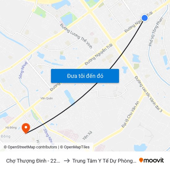 Chợ Thượng Đình - 224 Nguyễn Trãi to Trung Tâm Y Tế Dự Phòng Quận Hà Đông map