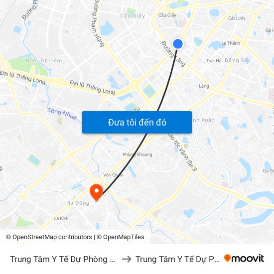 Trung Tâm Y Tế Dự Phòng Hn - 70 Nguyễn Chí Thanh to Trung Tâm Y Tế Dự Phòng Quận Hà Đông map