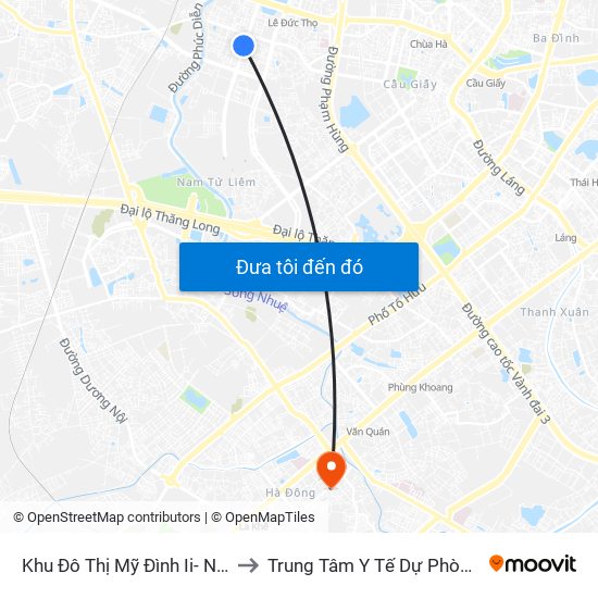 Khu Đô Thị Mỹ Đình Ii- Nguyễn Cơ Thạch to Trung Tâm Y Tế Dự Phòng Quận Hà Đông map