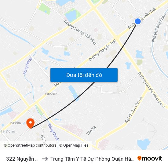 322 Nguyễn Trãi to Trung Tâm Y Tế Dự Phòng Quận Hà Đông map