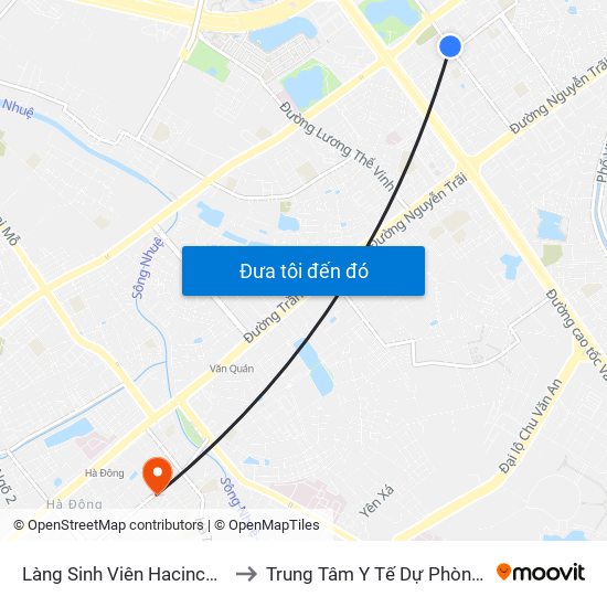 Làng Sinh Viên Hacinco - Nguyễn Tuân to Trung Tâm Y Tế Dự Phòng Quận Hà Đông map