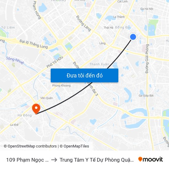 109 Phạm Ngọc Thạch to Trung Tâm Y Tế Dự Phòng Quận Hà Đông map