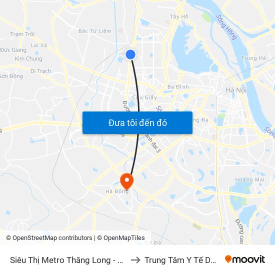 Siêu Thị Metro Thăng Long - Đối Diện Ngõ 599 Phạm Văn Đồng to Trung Tâm Y Tế Dự Phòng Quận Hà Đông map