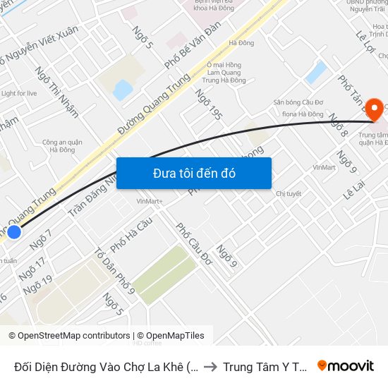 Đối Diện Đường Vào Chợ La Khê (Qua Ga Metro La Khê) - 405 Quang Trung (Hà Đông) to Trung Tâm Y Tế Dự Phòng Quận Hà Đông map