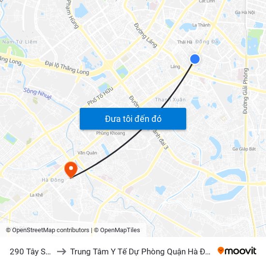 290 Tây Sơn to Trung Tâm Y Tế Dự Phòng Quận Hà Đông map