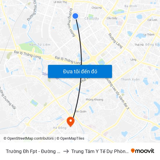 Trường Đh Fpt - Đường Tôn Thất Thuyết to Trung Tâm Y Tế Dự Phòng Quận Hà Đông map