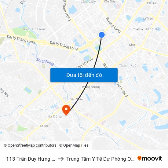 113 Trần Duy Hưng - Bộ Khcn to Trung Tâm Y Tế Dự Phòng Quận Hà Đông map