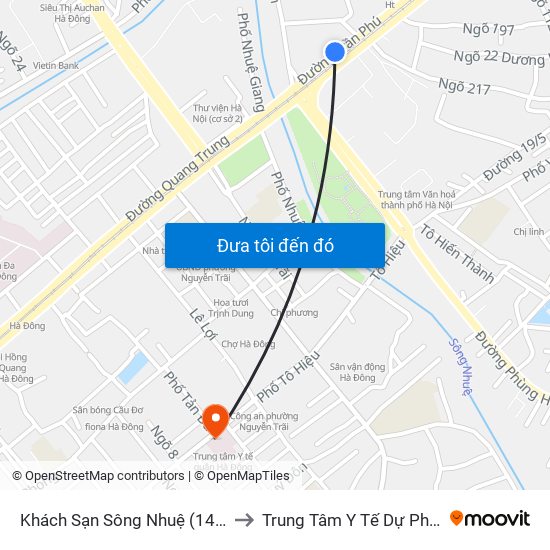 Khách Sạn Sông Nhuệ (148 Trần Phú- Hà Đông) to Trung Tâm Y Tế Dự Phòng Quận Hà Đông map