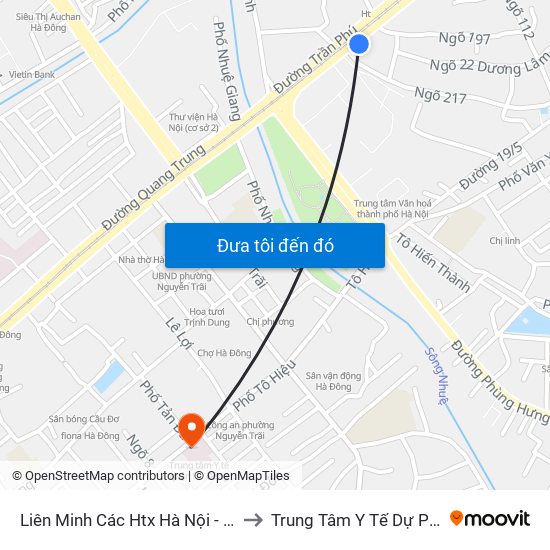 Liên Minh Các Htx Hà Nội - Số 1 Trần Phú (Hà Đông) to Trung Tâm Y Tế Dự Phòng Quận Hà Đông map