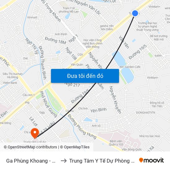 Ga Phùng Khoang - 81 Trần Phú to Trung Tâm Y Tế Dự Phòng Quận Hà Đông map