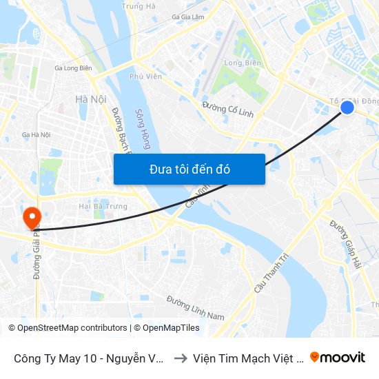 Công Ty May 10 - Nguyễn Văn Linh to Viện Tim Mạch Việt Nam map