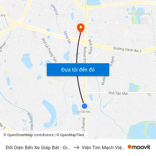 Đối Diện Bến Xe Giáp Bát - Giải Phóng to Viện Tim Mạch Việt Nam map