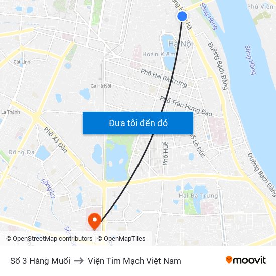 Số 3 Hàng Muối to Viện Tim Mạch Việt Nam map