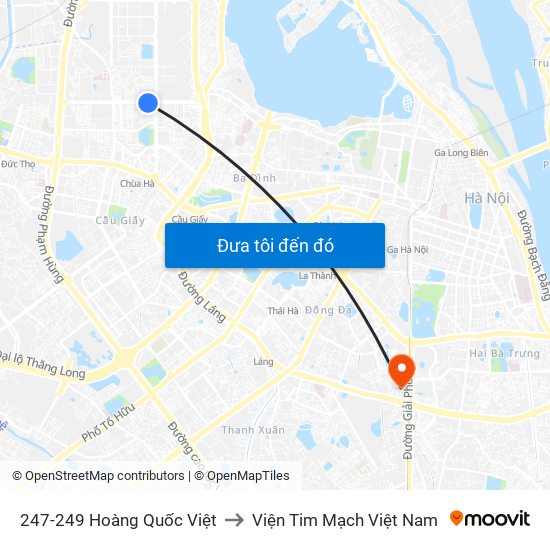 247-249 Hoàng Quốc Việt to Viện Tim Mạch Việt Nam map