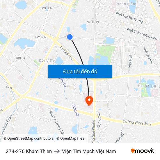 274-276 Khâm Thiên to Viện Tim Mạch Việt Nam map