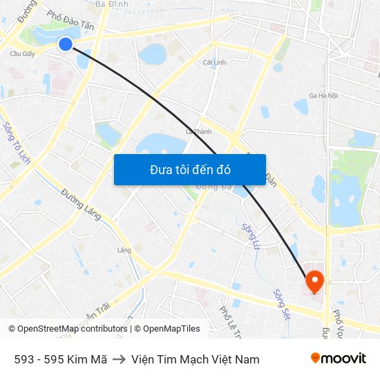 593 - 595 Kim Mã to Viện Tim Mạch Việt Nam map