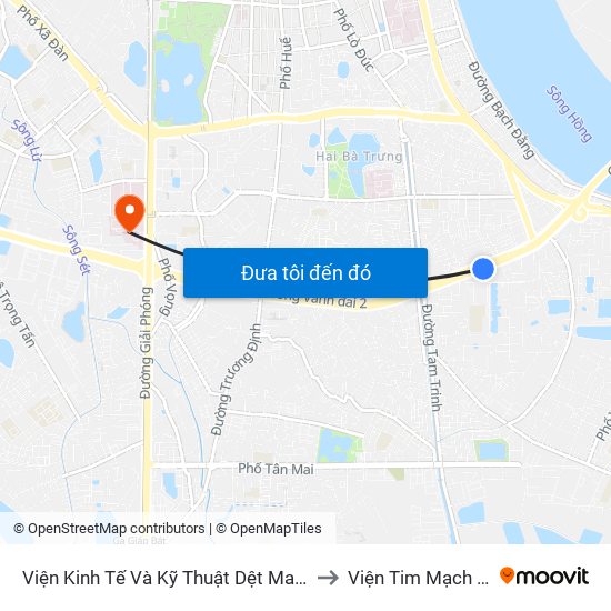 Viện Kinh Tế Và Kỹ Thuật Dệt May - 478 Minh Khai to Viện Tim Mạch Việt Nam map