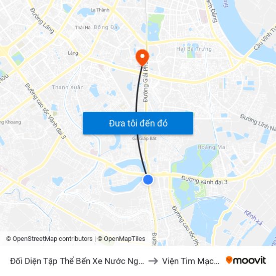 Đối Diện Tập Thể Bến Xe Nước Ngầm Hà Nội - Ngọc Hồi to Viện Tim Mạch Việt Nam map