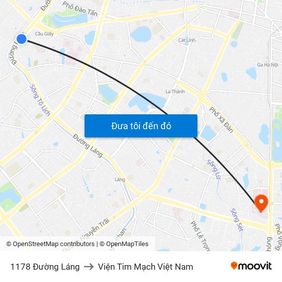 1178 Đường Láng to Viện Tim Mạch Việt Nam map