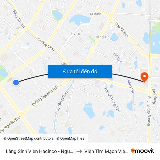 Làng Sinh Viên Hacinco - Nguyễn Tuân to Viện Tim Mạch Việt Nam map