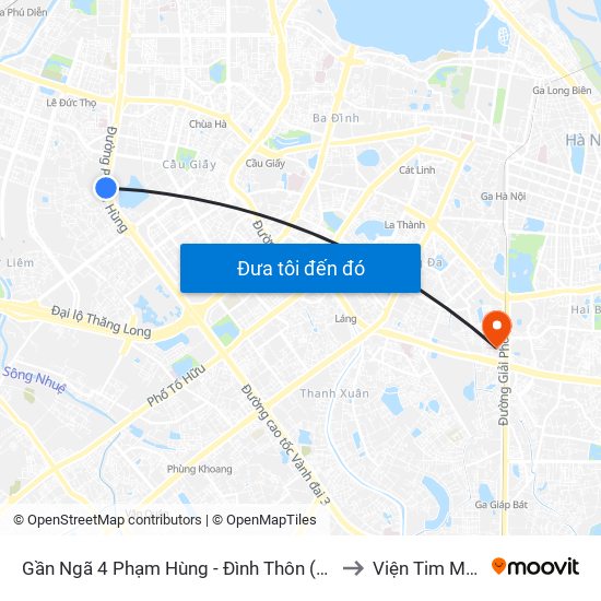 Gần Ngã 4 Phạm Hùng - Đình Thôn (Hướng Đi Khuất Duy Tiến)-Cột Sau to Viện Tim Mạch Việt Nam map