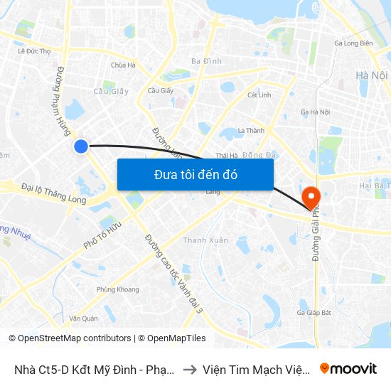 Nhà Ct5-D Kđt Mỹ Đình - Phạm Hùng to Viện Tim Mạch Việt Nam map