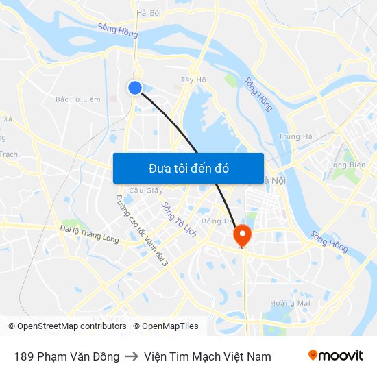 189 Phạm Văn Đồng to Viện Tim Mạch Việt Nam map