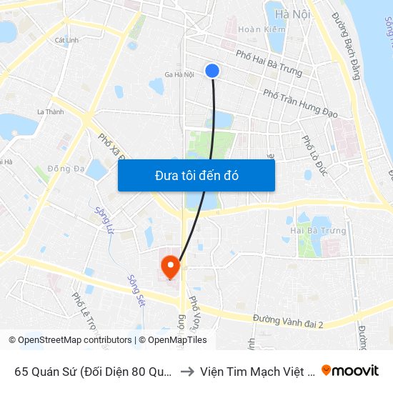 65 Quán Sứ (Đối Diện 80 Quán Sứ) to Viện Tim Mạch Việt Nam map