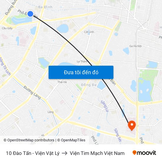 10 Đào Tấn - Viện Vật Lý to Viện Tim Mạch Việt Nam map