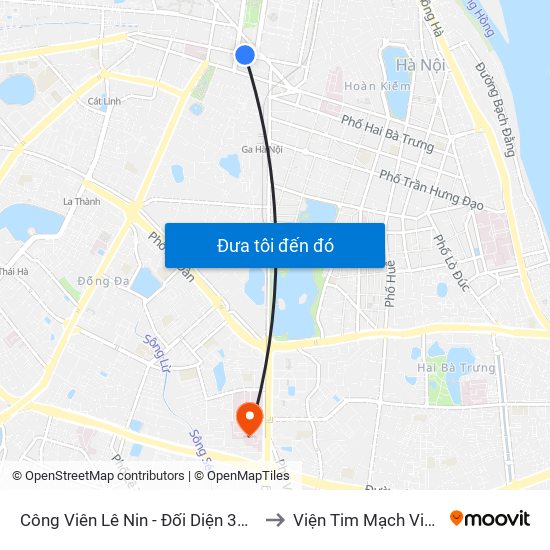 Công Viên Lê Nin - Đối Diện 35 Trần Phú to Viện Tim Mạch Việt Nam map