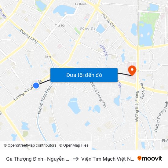Ga Thượng Đình - Nguyễn Trãi to Viện Tim Mạch Việt Nam map