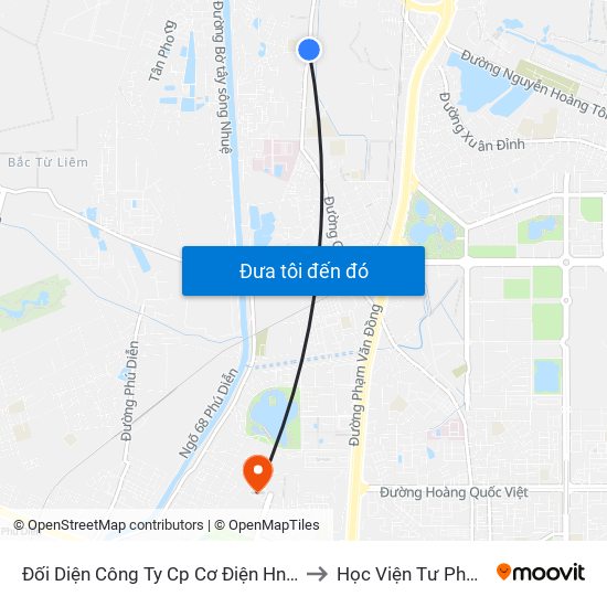 Đối Diện Công Ty Cp Cơ Điện Hn- Đường Đức Thắng to Học Viện Tư Pháp Việt Nam map