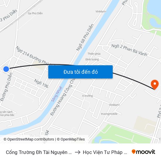 Cổng Trường Đh Tài Nguyên Môi Trường to Học Viện Tư Pháp Việt Nam map