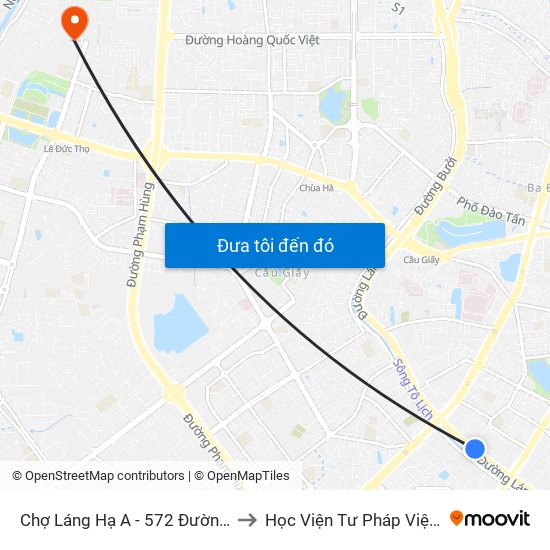 Chợ Láng Hạ A - 572 Đường Láng to Học Viện Tư Pháp Việt Nam map