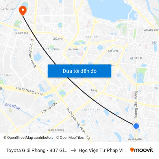Toyota Giải Phóng - 807 Giải Phóng to Học Viện Tư Pháp Việt Nam map